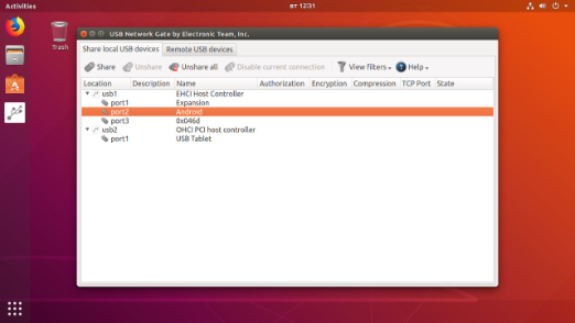 Screenshot USB redirect RDP Linux